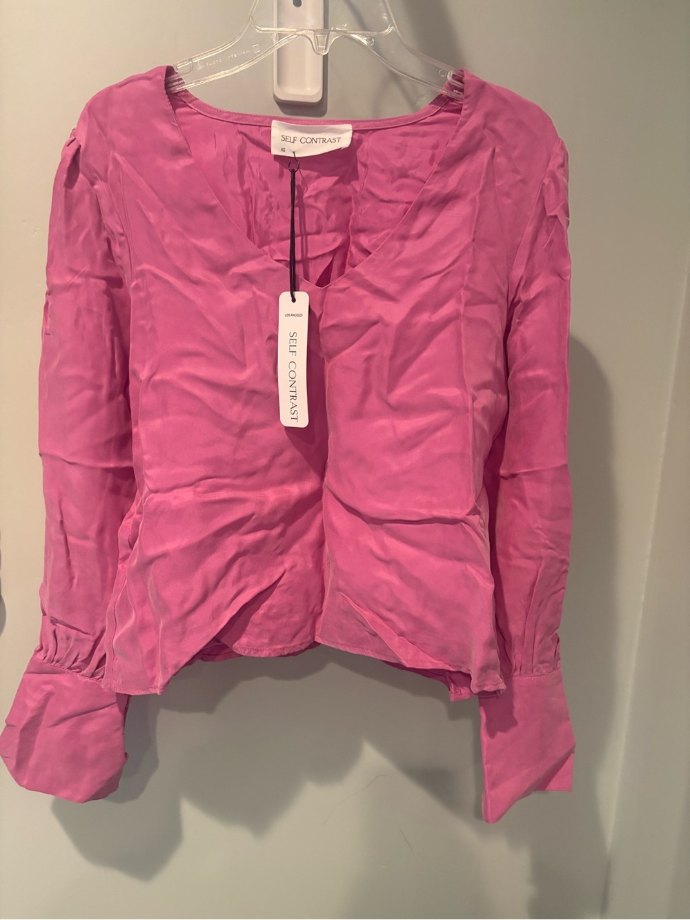 NWT Anthropologie Self Contrast Women’s Cupro-Blend Blouse, rose